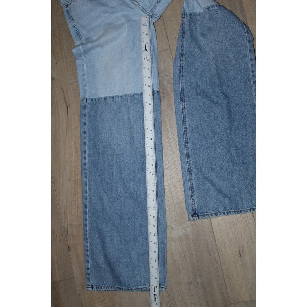 PacSun Two Tone Baggy Jeans High Waisted Wide Leg Blue Denim Womens 24